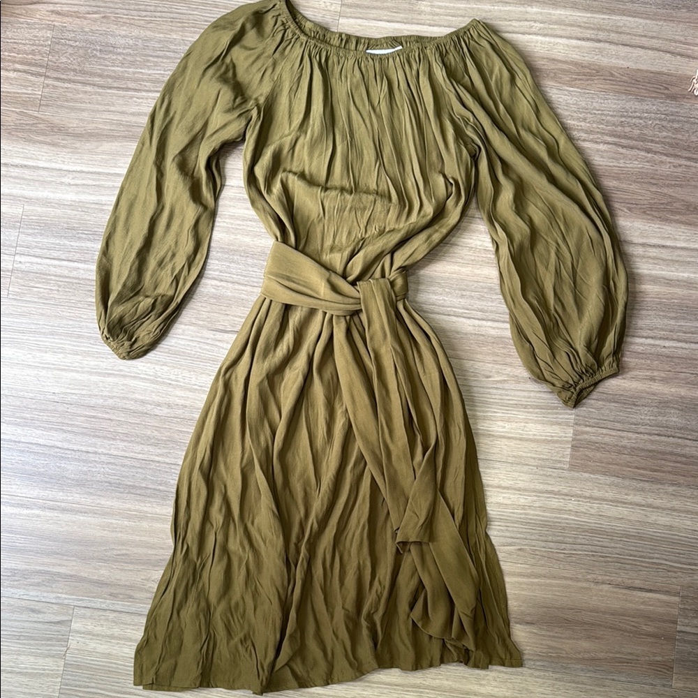 Olive Green Off-Shoulder Dress